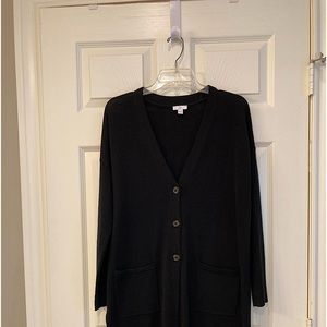 JJill Long Black V-Neck Cardigan Sz Small